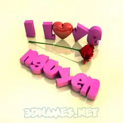 nguyen in I Love ??? style - 3D name wallpaper