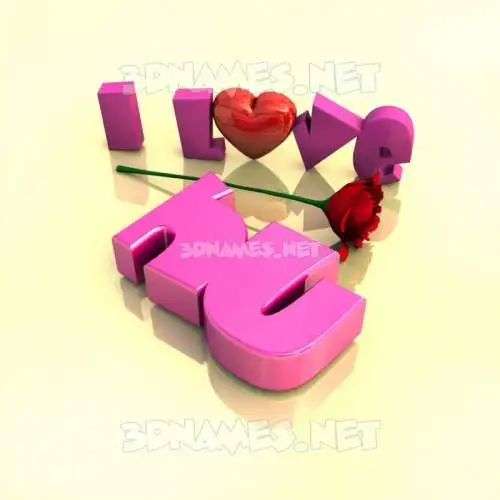 hu in I Love ??? style - 3D name wallpaper