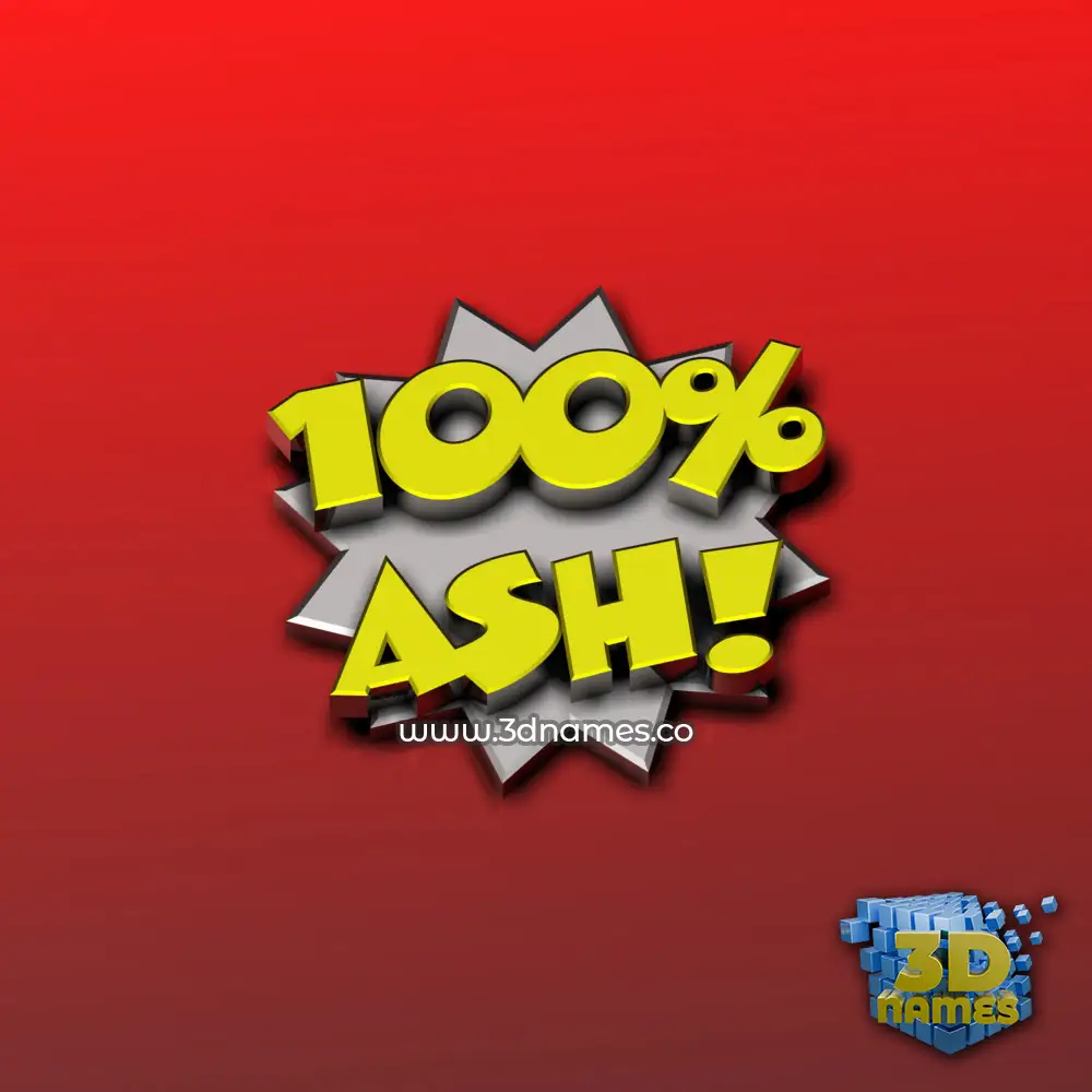 ash in 100 Percent style - 3D name wallpaper