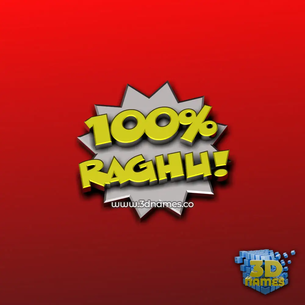raghu in 100 Percent style - 3D name wallpaper