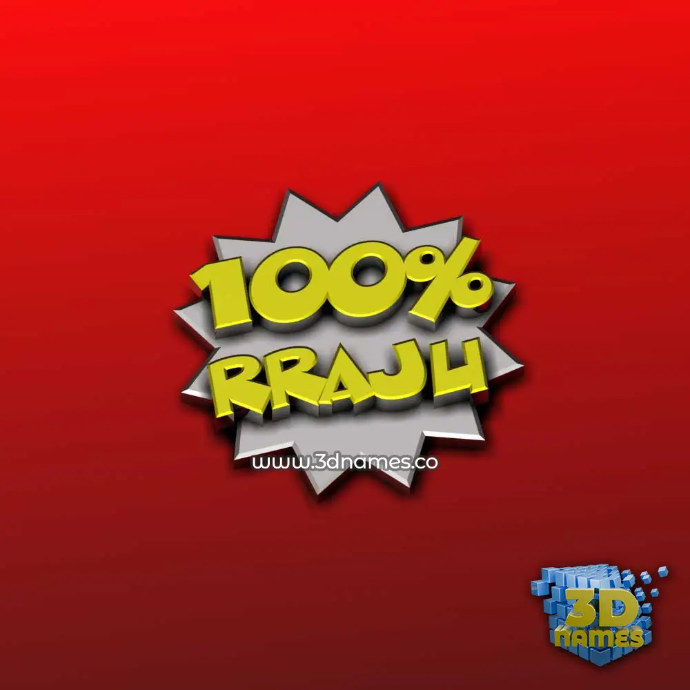 rraju in 100 Percent style - 3D name wallpaper