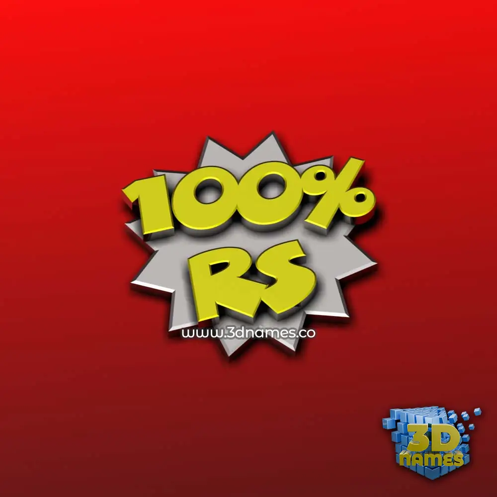 rs in 100 Percent style - 3D name wallpaper