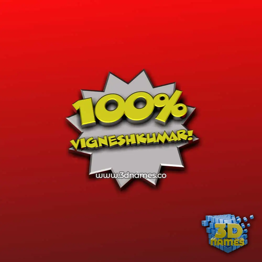 vigneshkumar in 100 Percent style - 3D name wallpaper