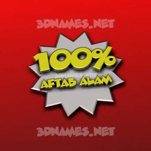 aftab alam in 100 Percent style - 3D name wallpaper