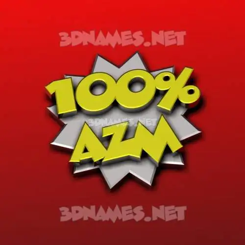 azm in 100 Percent style - 3D name wallpaper