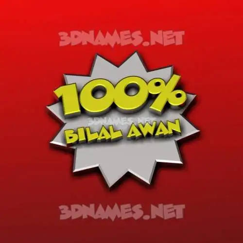 bilal awan in 100 Percent style - 3D name wallpaper bilal awan in 100 Percent style - 3D name wallpaper