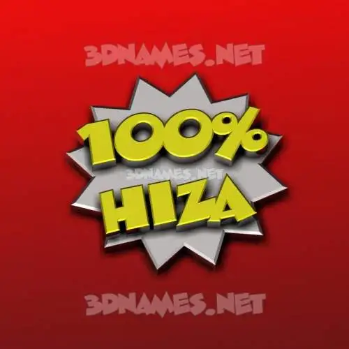 hiza in 100 Percent style - 3D name wallpaper