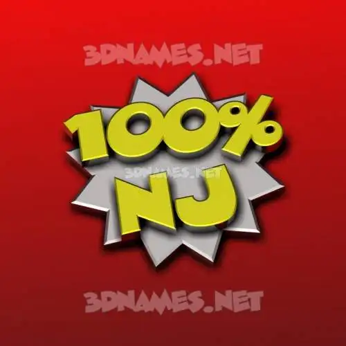 nj in 100 Percent style - 3D name wallpaper