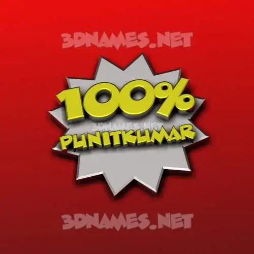 punitkumar in 100 Percent style - 3D name wallpaper