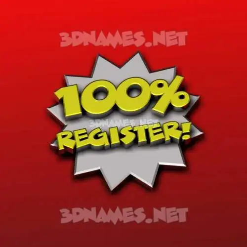 register in 100 Percent style - 3D name wallpaper