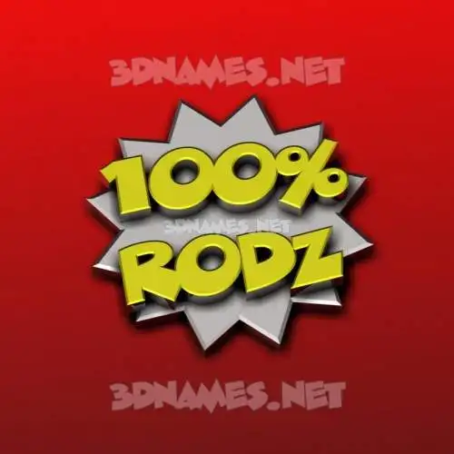 rodz in 100 Percent style - 3D name wallpaper