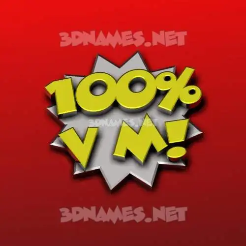 v m in 100 Percent style - 3D name wallpaper