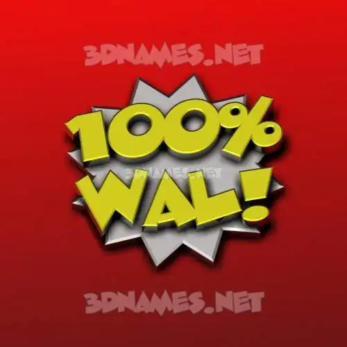 wal in 100 Percent style - 3D name wallpaper