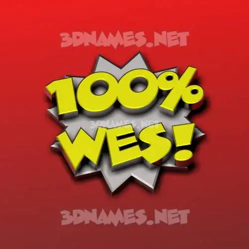 wes in 100 Percent style - 3D name wallpaper