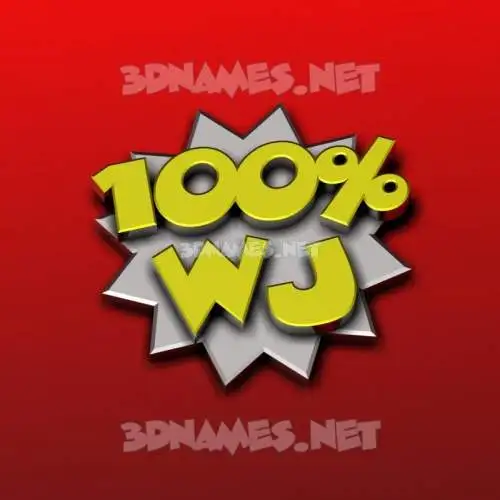 wj in 100 Percent style - 3D name wallpaper