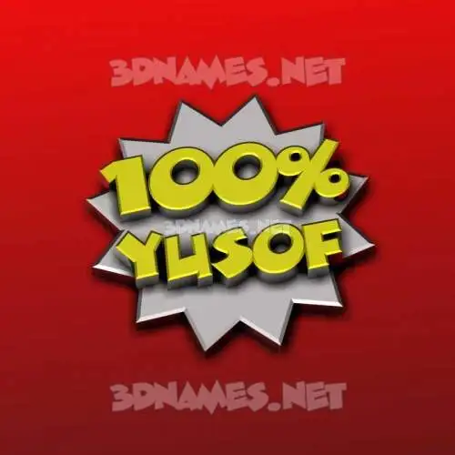 yusof in 100 Percent style - 3D name wallpaper