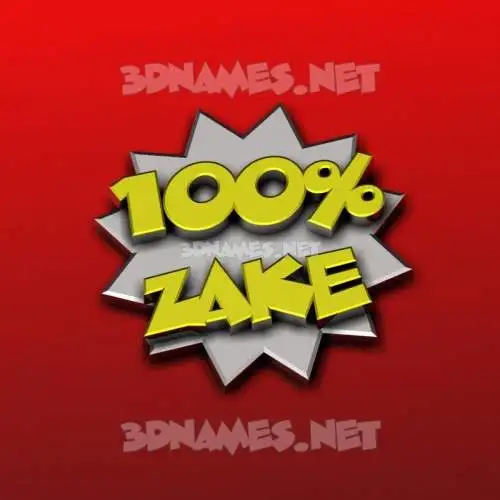 zake in 100 Percent style - 3D name wallpaper