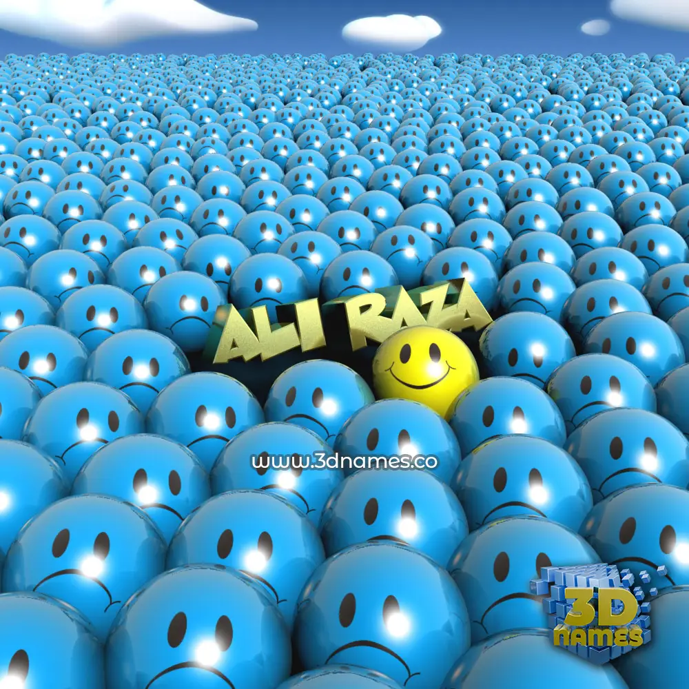 ali raza in Special Smileys style - 3D name wallpaper