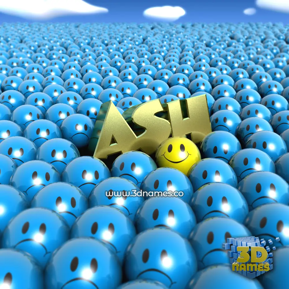 ash in Special Smileys style - 3D name wallpaper