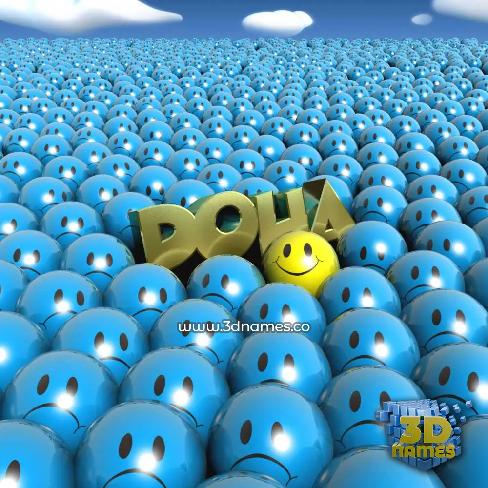 doua in Special Smileys style - 3D name wallpaper