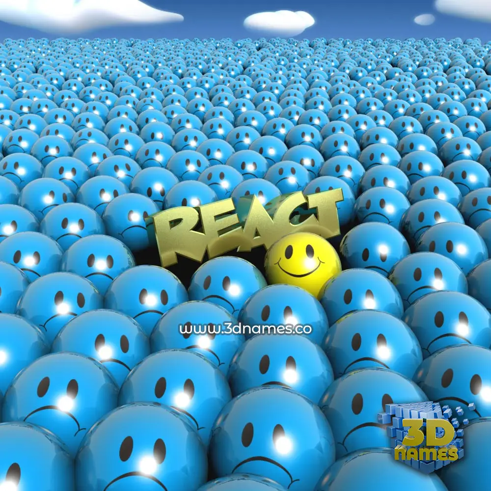 react in Special Smileys style - 3D name wallpaper react in Special Smileys style - 3D name wallpaper