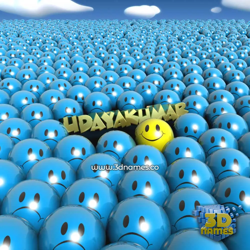 udayakumar in Special Smileys style - 3D name wallpaper