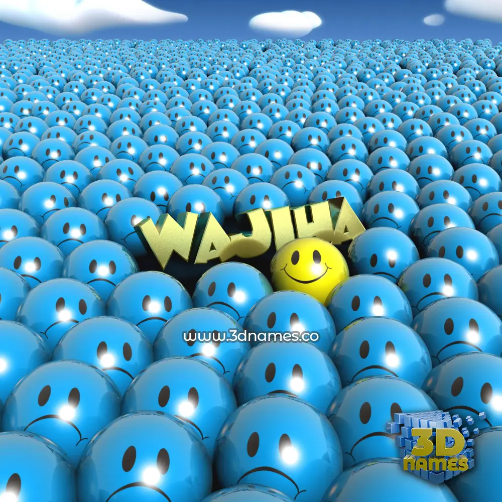 wajiha in Special Smileys style - 3D name wallpaper