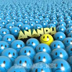 anandu in Special Smileys style - 3D name wallpaper