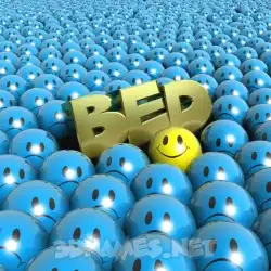 bed in Special Smileys style - 3D name wallpaper