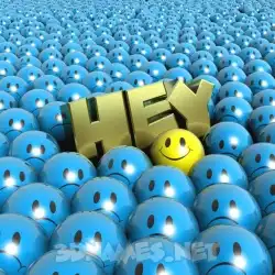 hey in Special Smileys style - 3D name wallpaper