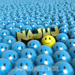 najuj in Special Smileys style - 3D name wallpaper