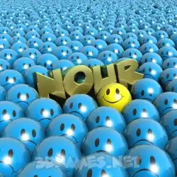 nour in Special Smileys style - 3D name wallpaper