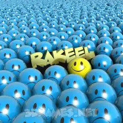 rakeel in Special Smileys style - 3D name wallpaper