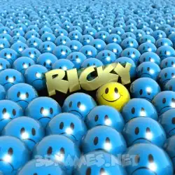 ricky in Special Smileys style - 3D name wallpaper