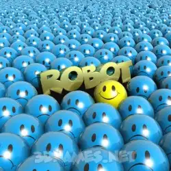 robot in Special Smileys style - 3D name wallpaper
