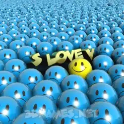 s love v in Special Smileys style - 3D name wallpaper