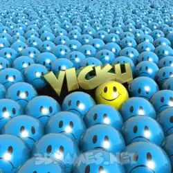 vicku in Special Smileys style - 3D name wallpaper