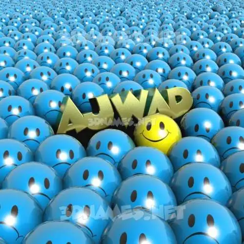 ajwad in Special Smileys style - 3D name wallpaper