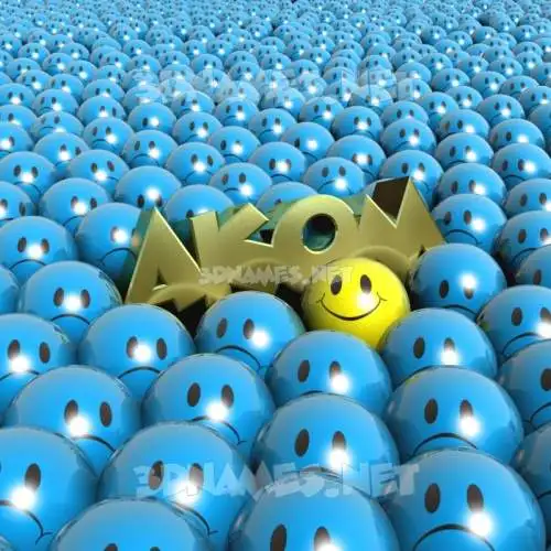 akom in Special Smileys style - 3D name wallpaper