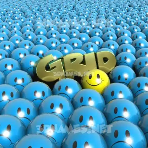 grid in Special Smileys style - 3D name wallpaper
