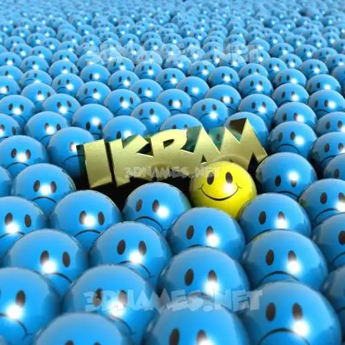 ikram in Special Smileys style - 3D name wallpaper