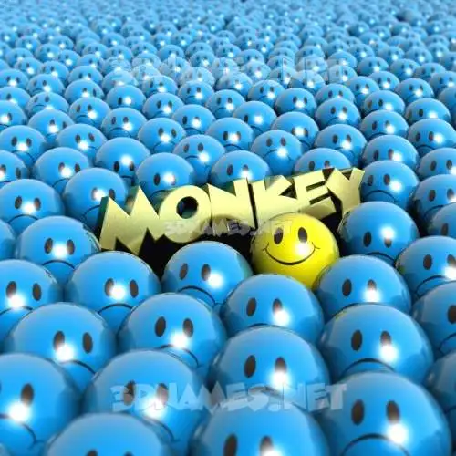 monkey in Special Smileys style - 3D name wallpaper