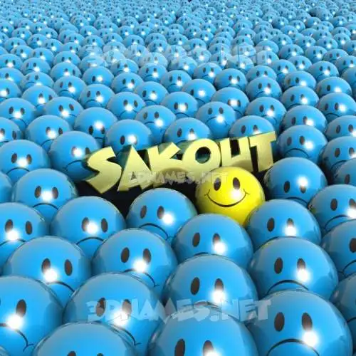 sakout in Special Smileys style - 3D name wallpaper