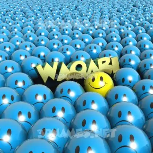 waqari in Special Smileys style - 3D name wallpaper