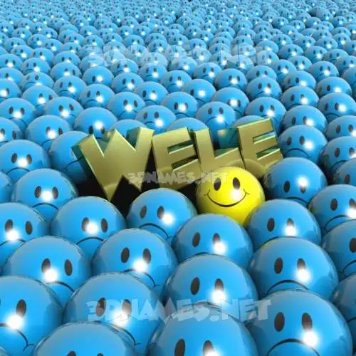 wele in Special Smileys style - 3D name wallpaper