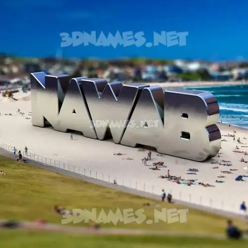 nawab in Bondi Beach style - 3D name wallpaper