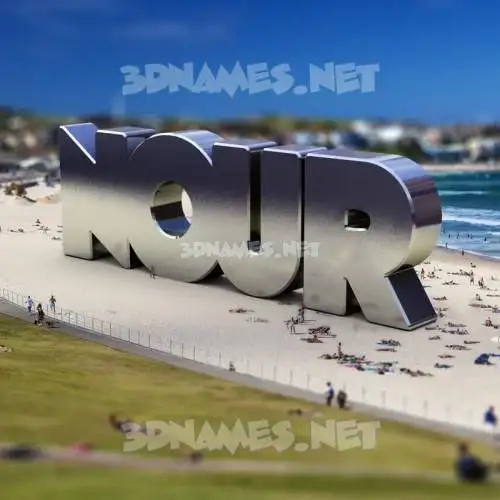 nour in Bondi Beach style - 3D name wallpaper
