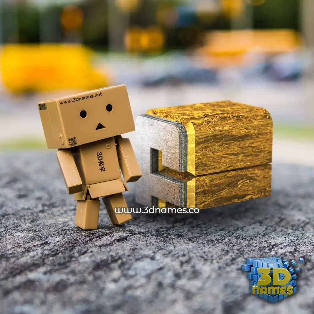 f in Hello Danbo style - 3D name wallpaper