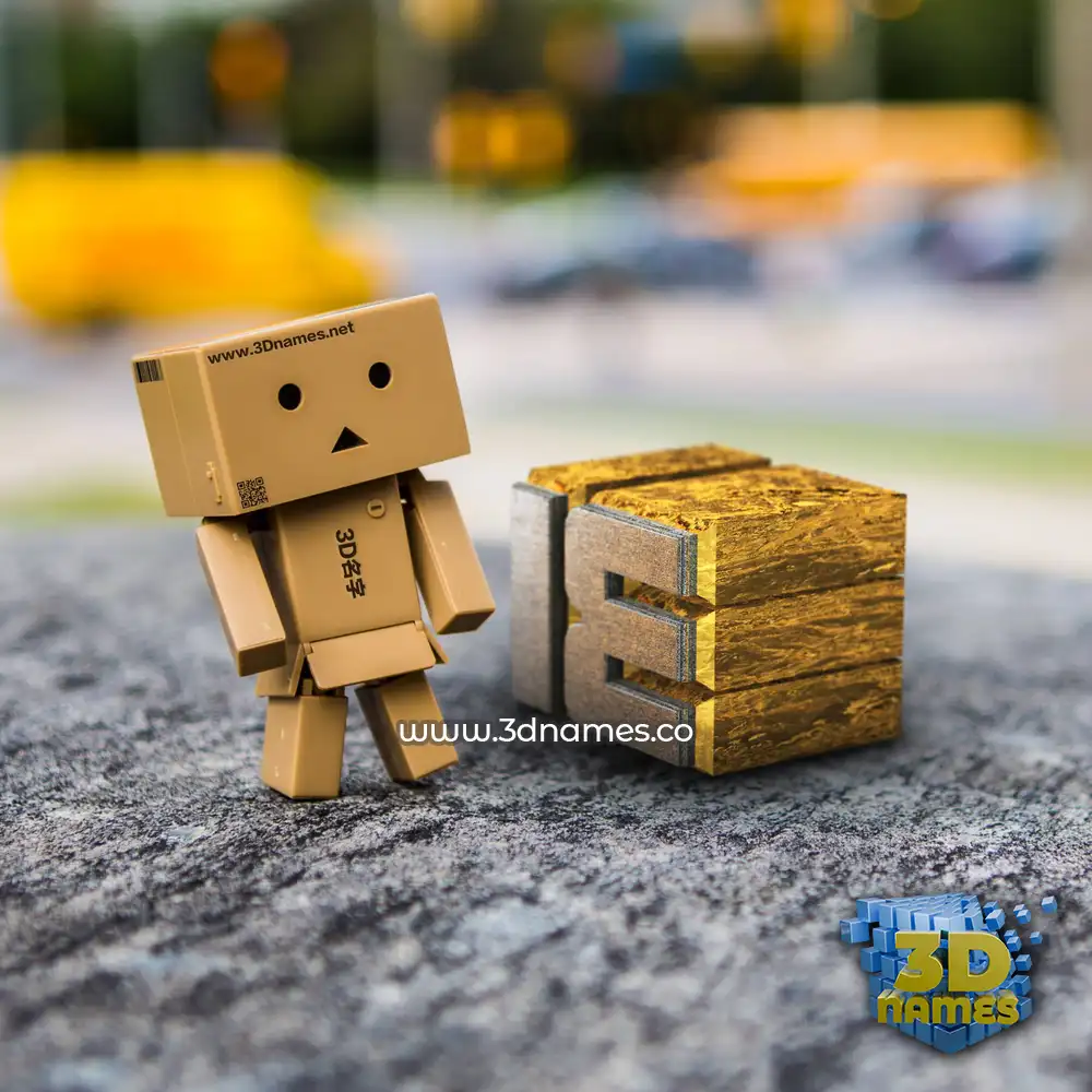 ie in Hello Danbo style - 3D name wallpaper