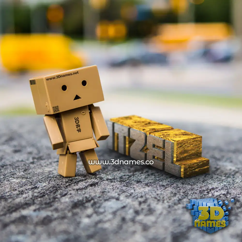 itzel in Hello Danbo style - 3D name wallpaper